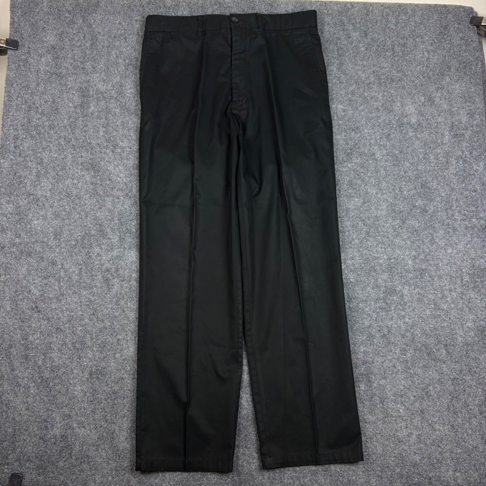 Zegna Sport Mens Black Cotton Straight Leg Flat Front Trousers Pants Size 54 38